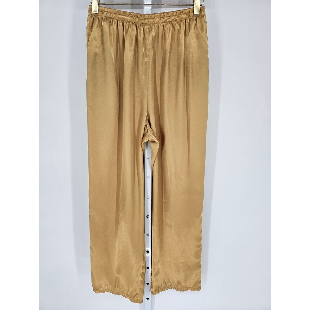 Leslie Fay Women's Gold Elastic Waist Straight Leg High Rise Pant Size 8
